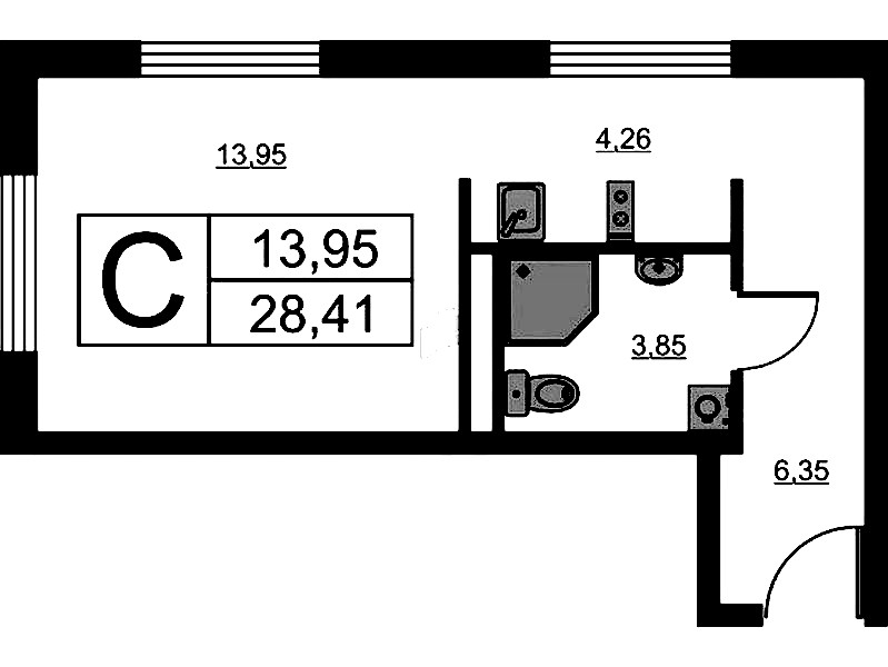 Квартира студия 28.41 м², 7/16 эт., ЖК «Avenue Apart Pulkovo»